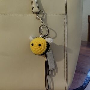 Coach Tag Keychain Crocheted Bee Charm 🐝